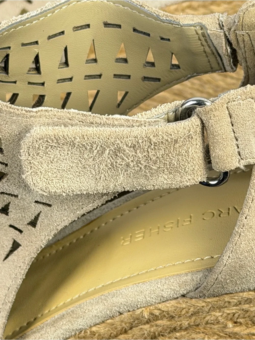 Marc Fisher Beige Suede Espadrille Wedge Sandals Size 10